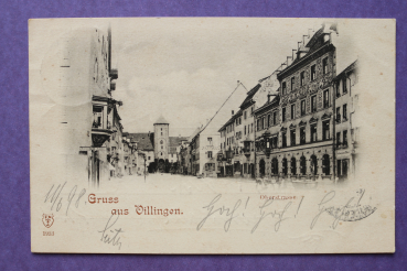 Ansichtskarte AK Gruß aus Villingen 1898 Oberstrasse Grusskarte Strassenansicht